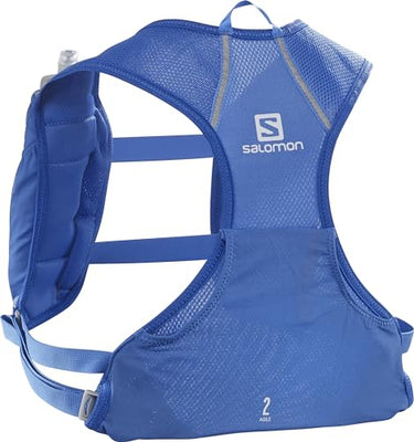 Salomon Agile 2 Unisex Hydrationsweste Trail running Wandern MTB, Platz für das Wichtigste, Reflektierende Details, Bewegungskomfort, Blau im Sale
